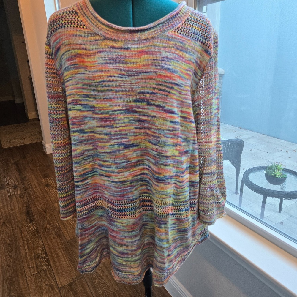 John Paul Richard Womens Sweater Size XXL Open Knit Multicolored Boho